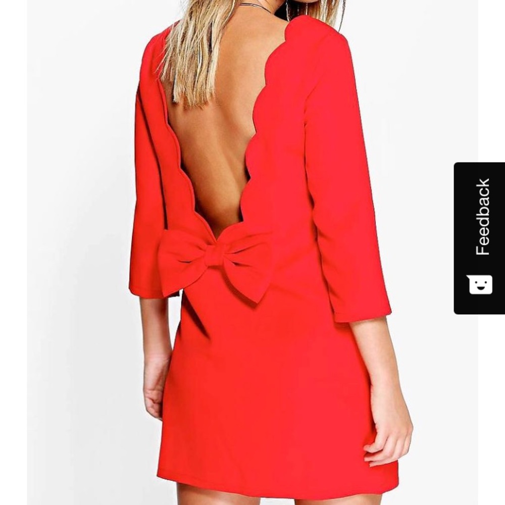 scallop bow shift dress